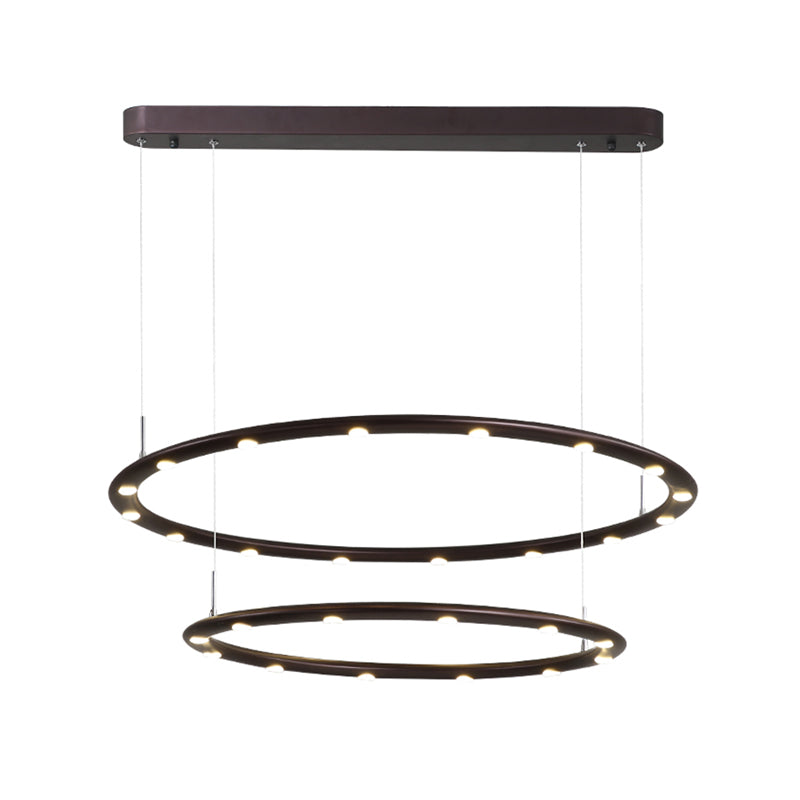 Lustre moderne à LED en acrylique à 1/2 niveaux en noir/blanc pour chambre à coucher : éclairage chaud/blanc