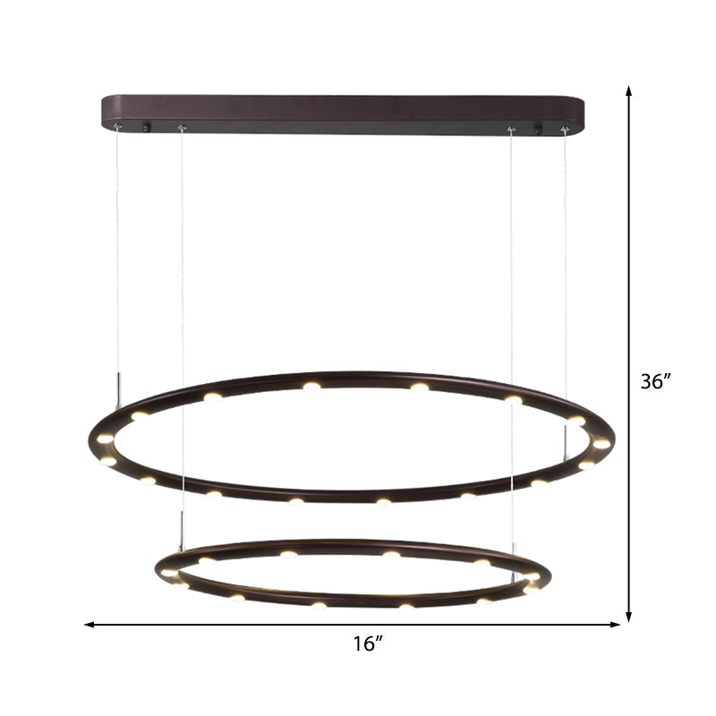 Lustre moderne à LED en acrylique à 1/2 niveaux en noir/blanc pour chambre à coucher : éclairage chaud/blanc