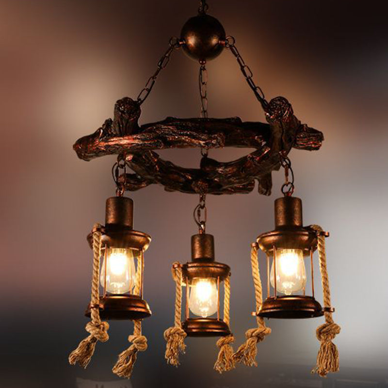 Lustre au kérosène de style vintage en verre transparent - Suspension en bronze à 3/7 lumières pour l'éclairage de la salle à manger