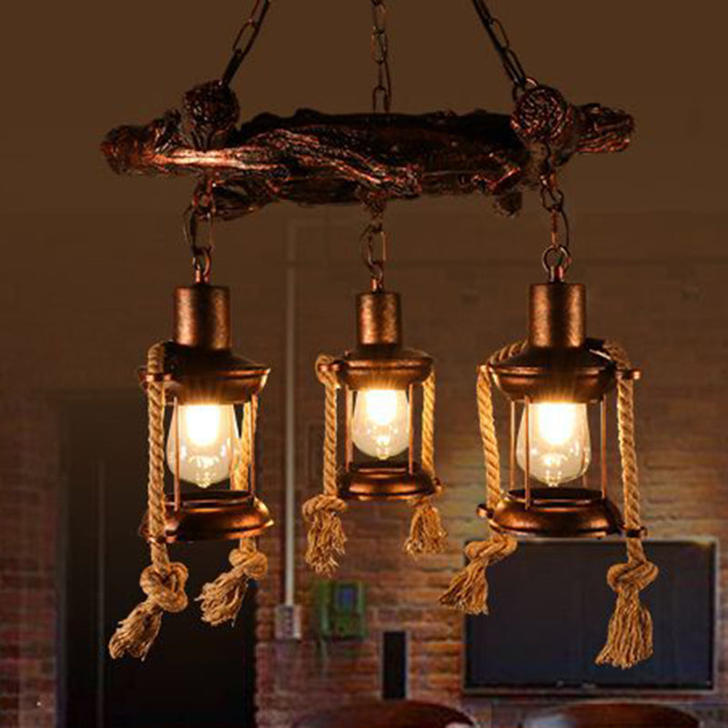 Lustre au kérosène de style vintage en verre transparent - Suspension en bronze à 3/7 lumières pour l'éclairage de la salle à manger