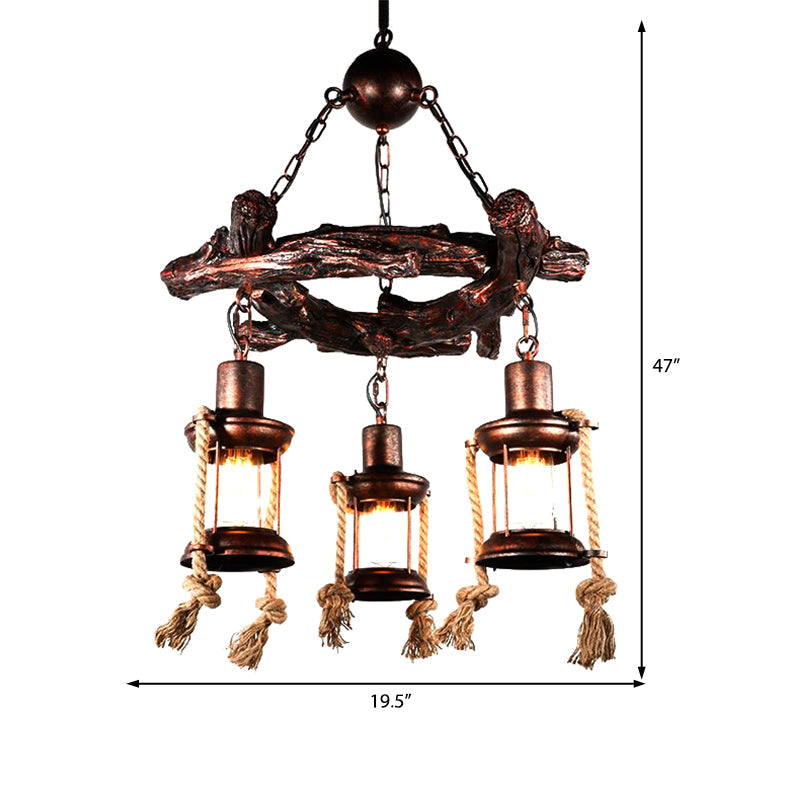 Lustre au kérosène de style vintage en verre transparent - Suspension en bronze à 3/7 lumières pour l'éclairage de la salle à manger