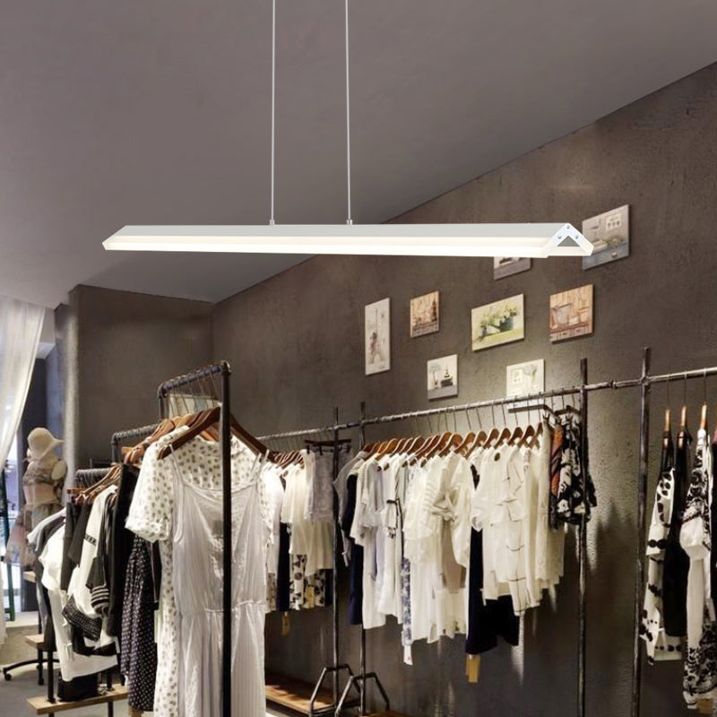 Modern Rectangular Pendant Lighting - Acrylic Black/White Led Ceiling Lamp For Dining Room