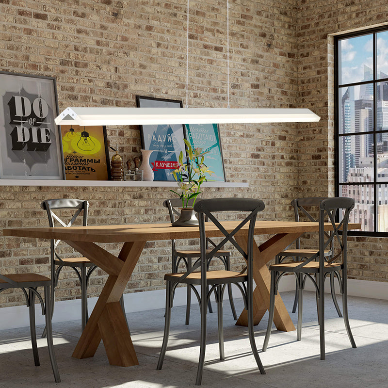 Modern Rectangular Pendant Lighting - Acrylic Black/White Led Ceiling Lamp For Dining Room
