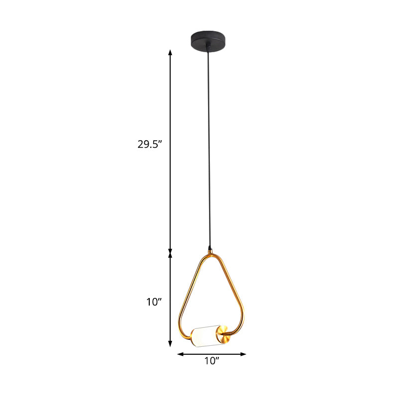 LED Hanging Pendant with White Glass Cylinder Shade and Brass Design – Simple Style