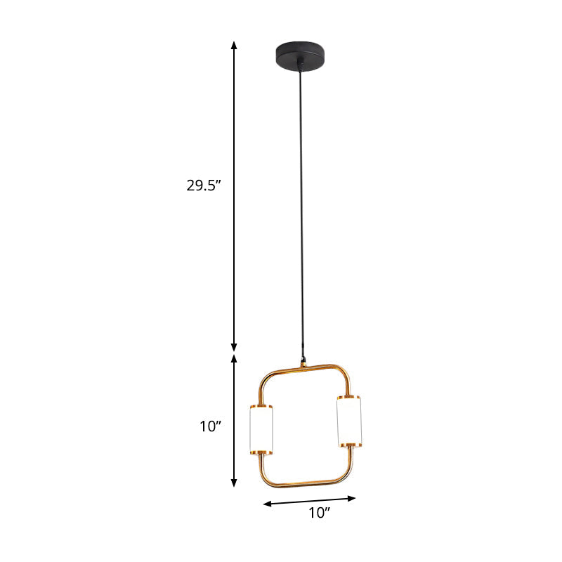 LED Hanging Pendant with White Glass Cylinder Shade and Brass Design – Simple Style