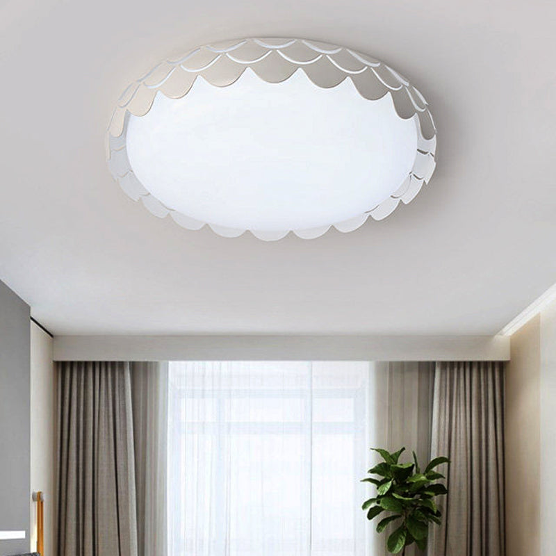 Contemporary Metal White LED Ceiling Lamp with Fish Scale Design - Ideal for Dining Room