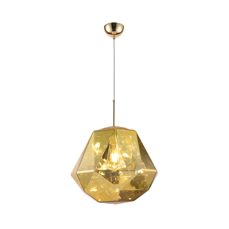 Contemporary 1-Light Pendant Lamp – Acrylic Shade in Black/Silver/Blue Diamond – Ceiling Hanging Light