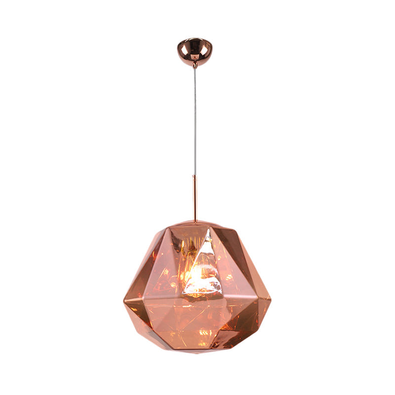 Contemporary 1-Light Pendant Lamp – Acrylic Shade in Black/Silver/Blue Diamond – Ceiling Hanging Light