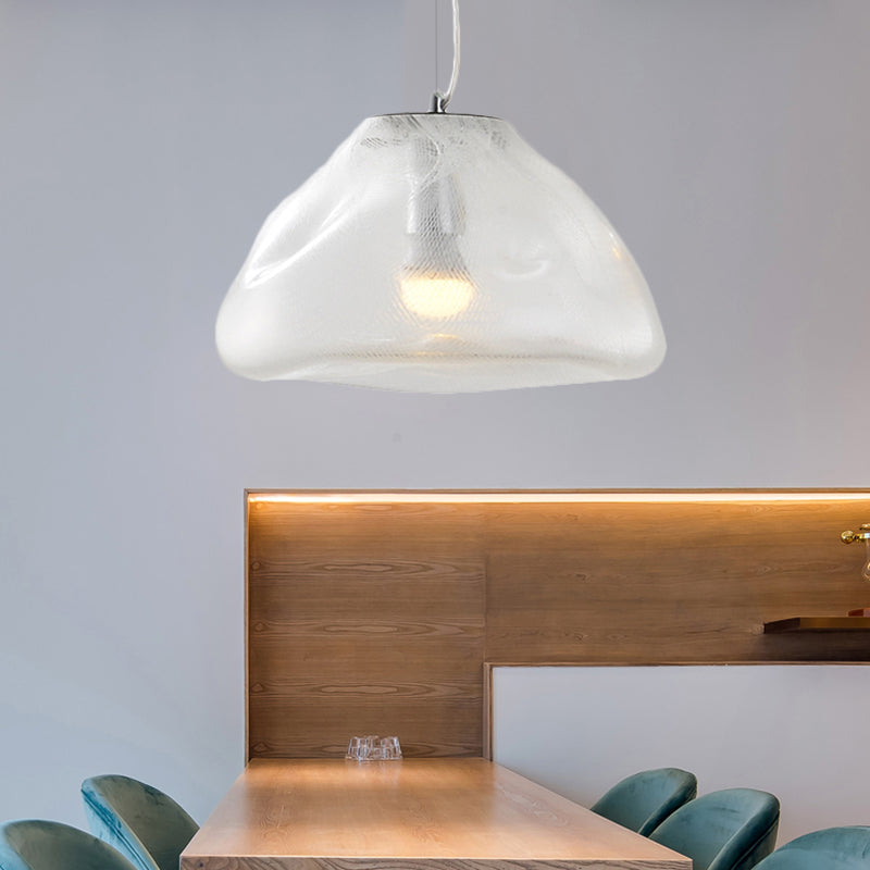Modern Irregular Glass Pendant Light Silver/Red/Blue 1-Light 8/12 Wide Ideal For Living Room Ceiling