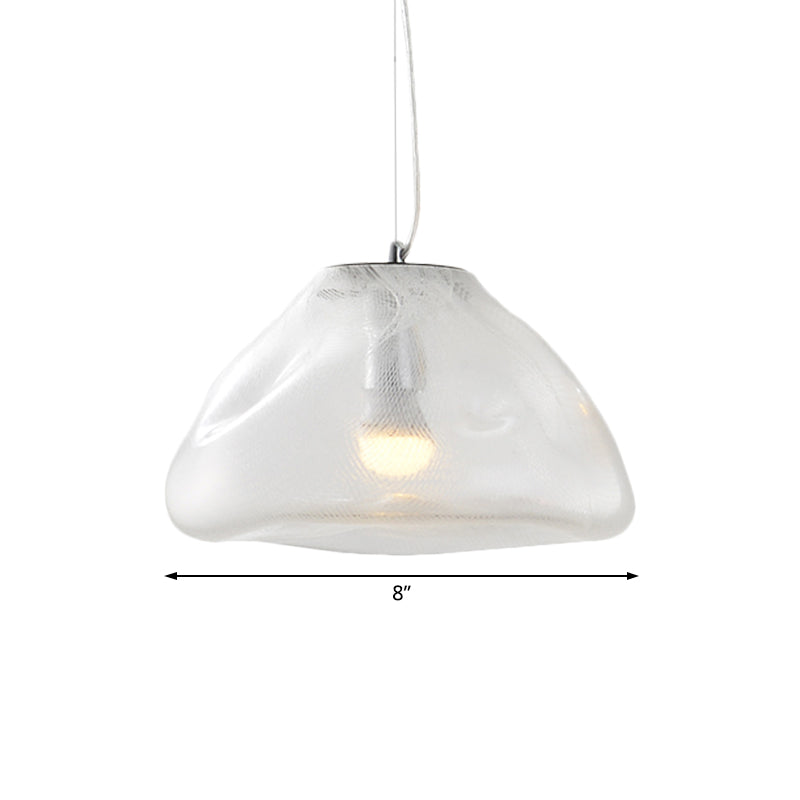 Modern Irregular Glass Pendant Light Silver/Red/Blue 1-Light 8/12 Wide Ideal For Living Room Ceiling