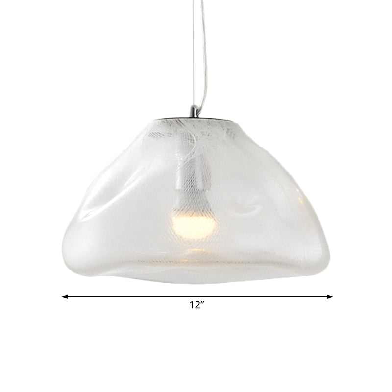 Modern Irregular Glass Pendant Light Silver/Red/Blue 1-Light 8/12 Wide Ideal For Living Room Ceiling