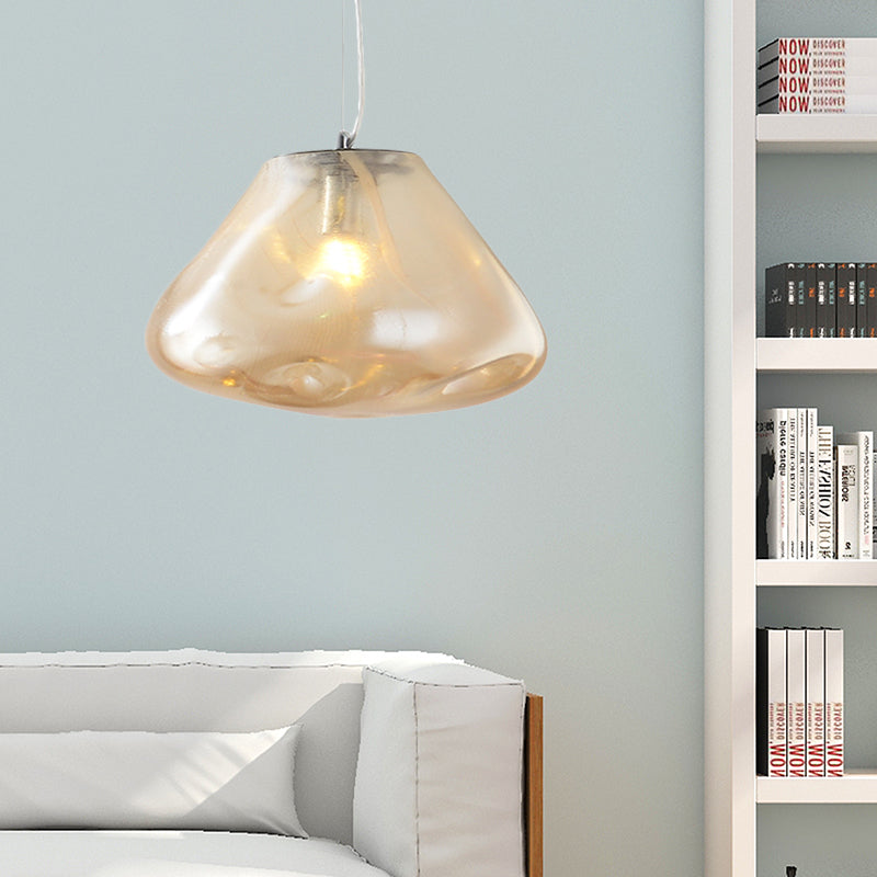 Modern Glass Pendant Light - Irregular Melt Design - Silver/Red/Blue - Living Room Ceiling Light - 8"/12" Wide