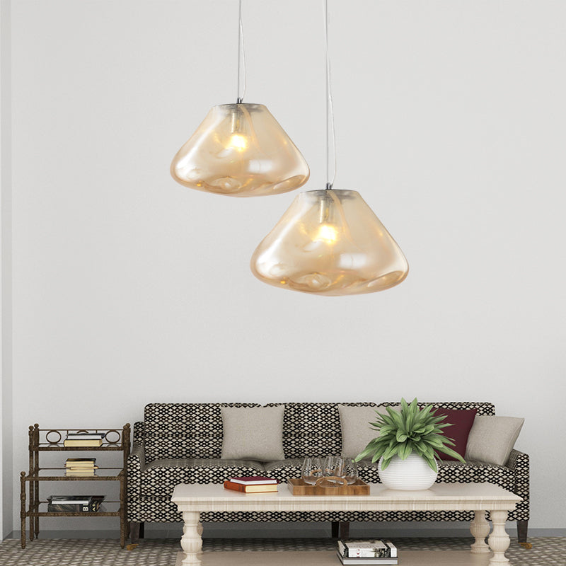 Modern Glass Pendant Light - Irregular Melt Design - Silver/Red/Blue - Living Room Ceiling Light - 8"/12" Wide