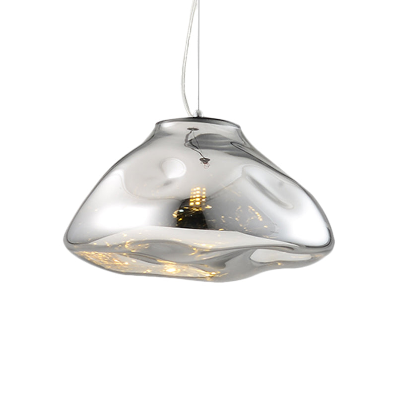 Modern Glass Pendant Light - Irregular Melt Design - Silver/Red/Blue - Living Room Ceiling Light - 8"/12" Wide
