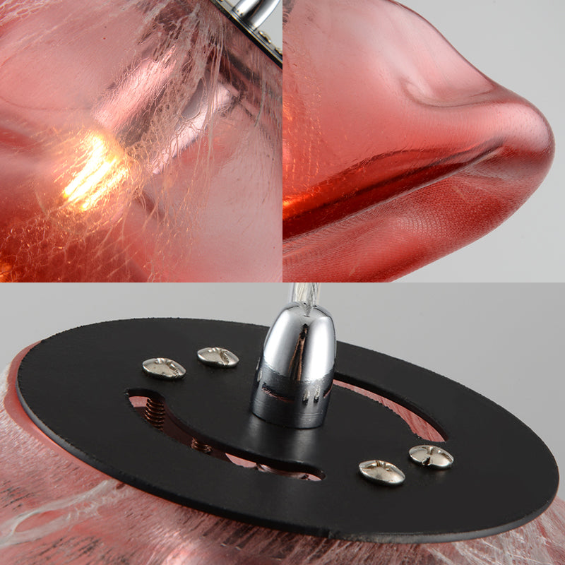 Modern Irregular Glass Pendant Light Silver/Red/Blue 1-Light 8/12 Wide Ideal For Living Room Ceiling