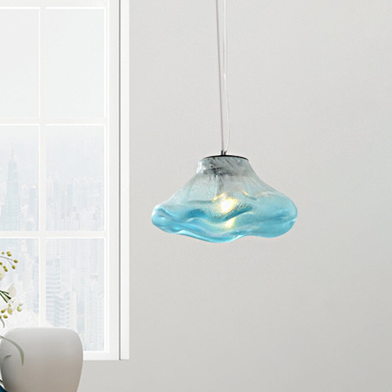 Modern Glass Pendant Light - Irregular Melt Design - Silver/Red/Blue - Living Room Ceiling Light - 8"/12" Wide