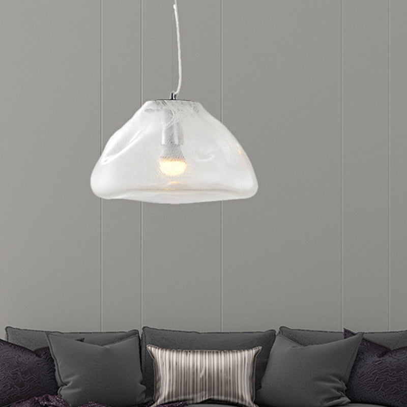 Modern Irregular Glass Pendant Light Silver/Red/Blue 1-Light 8/12 Wide Ideal For Living Room Ceiling