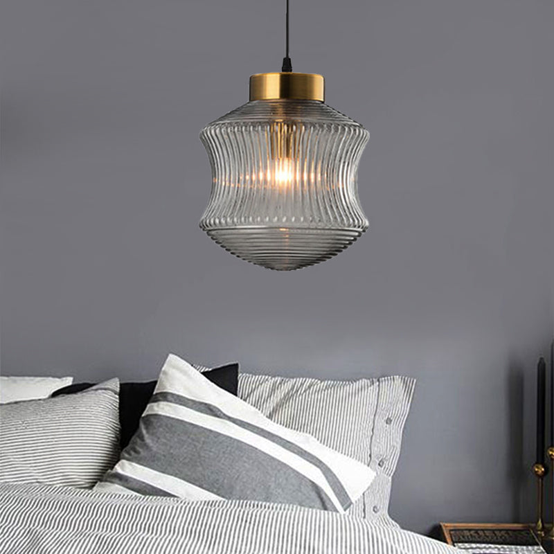 Contemporary Lantern Pendant Light - Amber/Smoke Gray Prismatic Glass Gold Ceiling Hanging