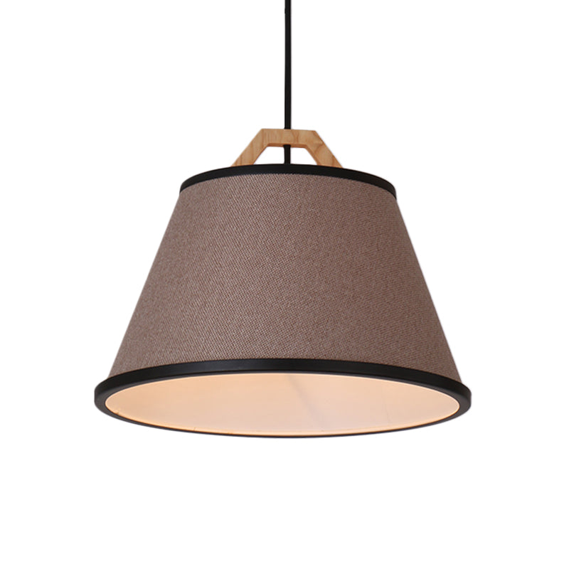 Modern Barrel Pendant Light: Gray/Flaxen Fabric 1-Light Suspension For Dining Room