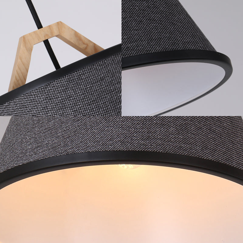 Minimalist Barrel Pendant Light in Gray/Flaxen - Elegant Dining Room Suspension Light