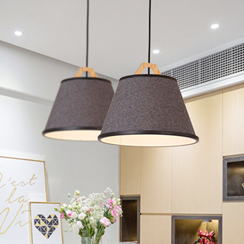 Minimalist Barrel Pendant Light in Gray/Flaxen - Elegant Dining Room Suspension Light