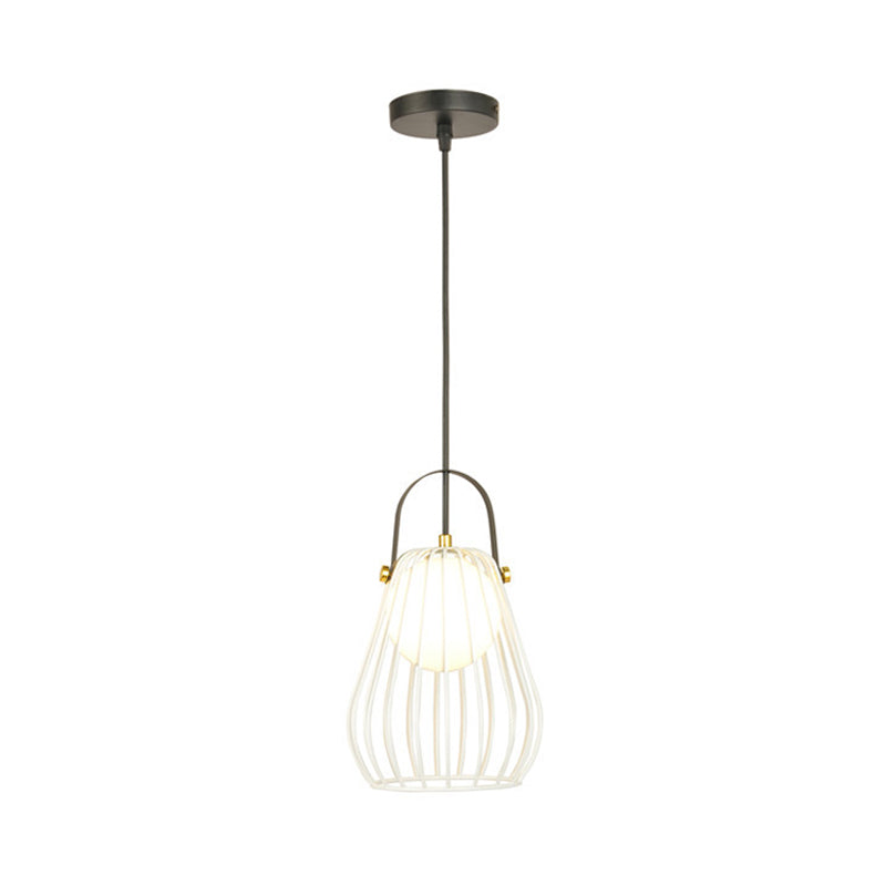Gourd Cage Pendant Light Kit - Minimalist Metal Hanging Ceiling Light (1 Light) in Black/White/Rose Gold