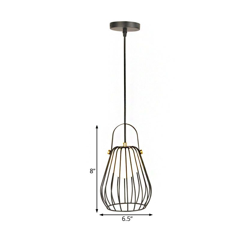 Gourd Cage Pendant Light Kit - Minimalist Metal Hanging Ceiling Light (1 Light) in Black/White/Rose Gold