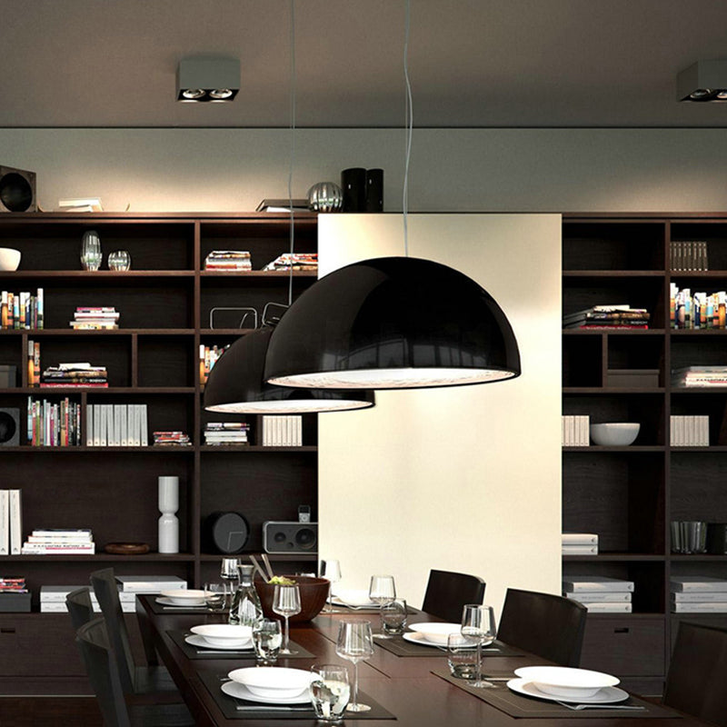 Dome Shade Pendant Lamp with Floral Interior Modern Metal Ceiling Light, 1 Light Gold/Coffee/Black, 16"/23.5"/35.5" Wide