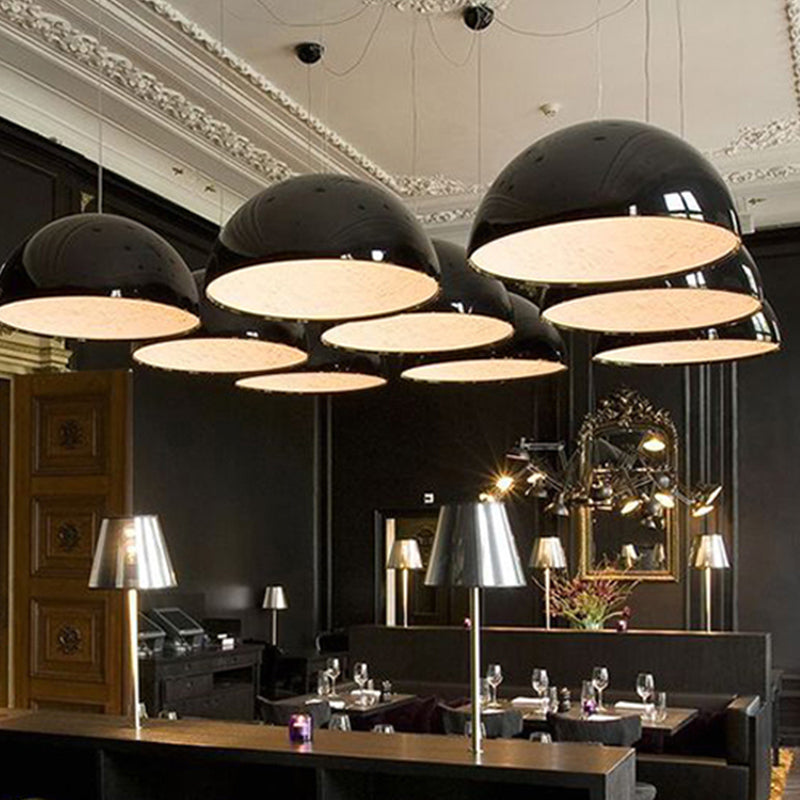 Dome Shade Pendant Lamp with Floral Interior Modern Metal Ceiling Light, 1 Light Gold/Coffee/Black, 16"/23.5"/35.5" Wide