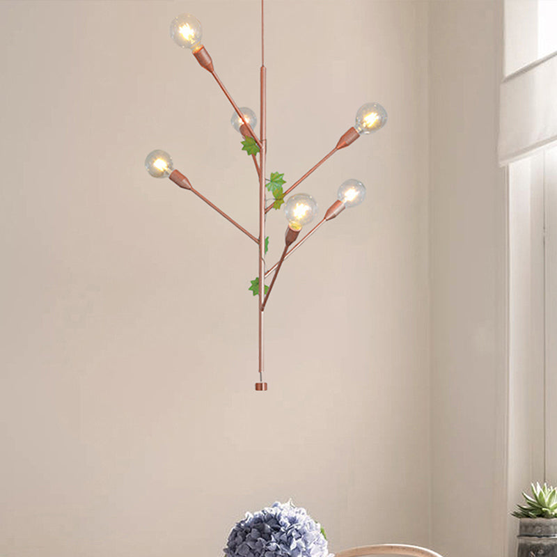 Modern Metal Pendant Lamp - Branch Design With 3/6 Lights In Gold/Rose Gold Cluster Perfect For