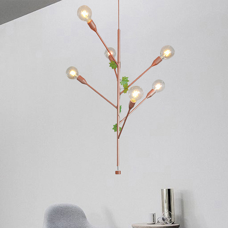 Lampe à suspension moderne en métal - 3/6 lumières - Doré/or rose - Idéal pour la salle à manger