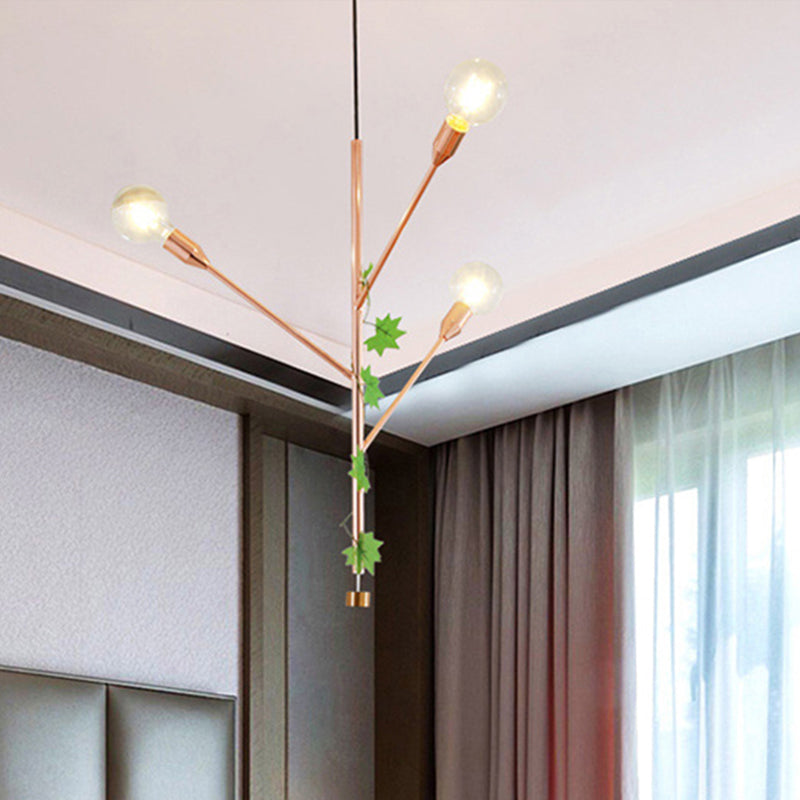 Lampe à suspension moderne en métal - 3/6 lumières - Doré/or rose - Idéal pour la salle à manger