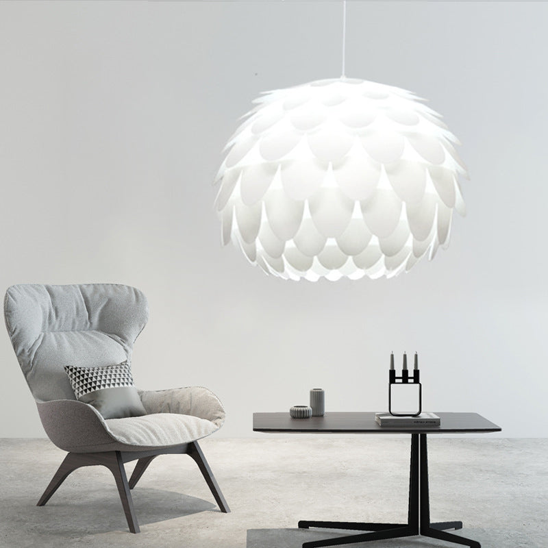 Suspension Squama - Suspension de plafond en plastique Arc Deco pour chambre à coucher - 1 lumière, blanc - 12"/16" de large