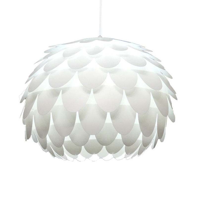 Suspension Squama - Suspension de plafond en plastique Arc Deco pour chambre à coucher - 1 lumière, blanc - 12"/16" de large