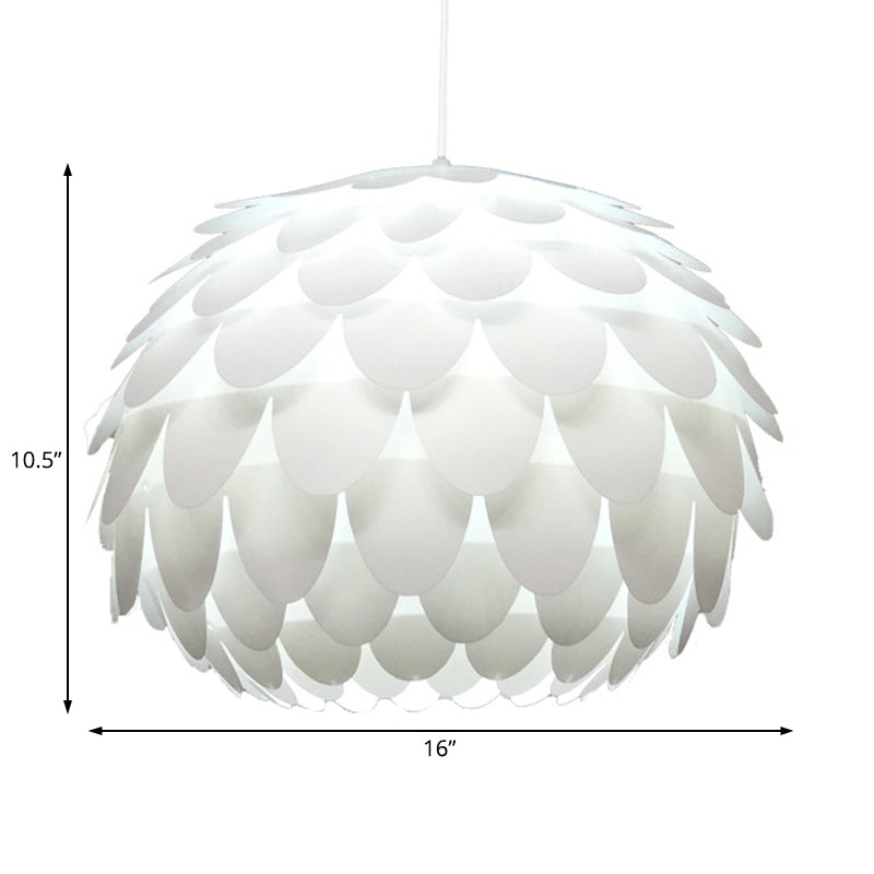 Suspension Squama - Suspension de plafond en plastique Arc Deco pour chambre à coucher - 1 lumière, blanc - 12"/16" de large