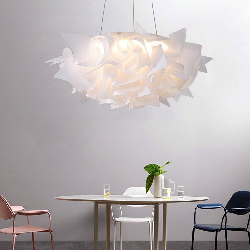 Flower Design Acrylic Dome Pendant Light - Modern Ceiling Fixture in White/Brown