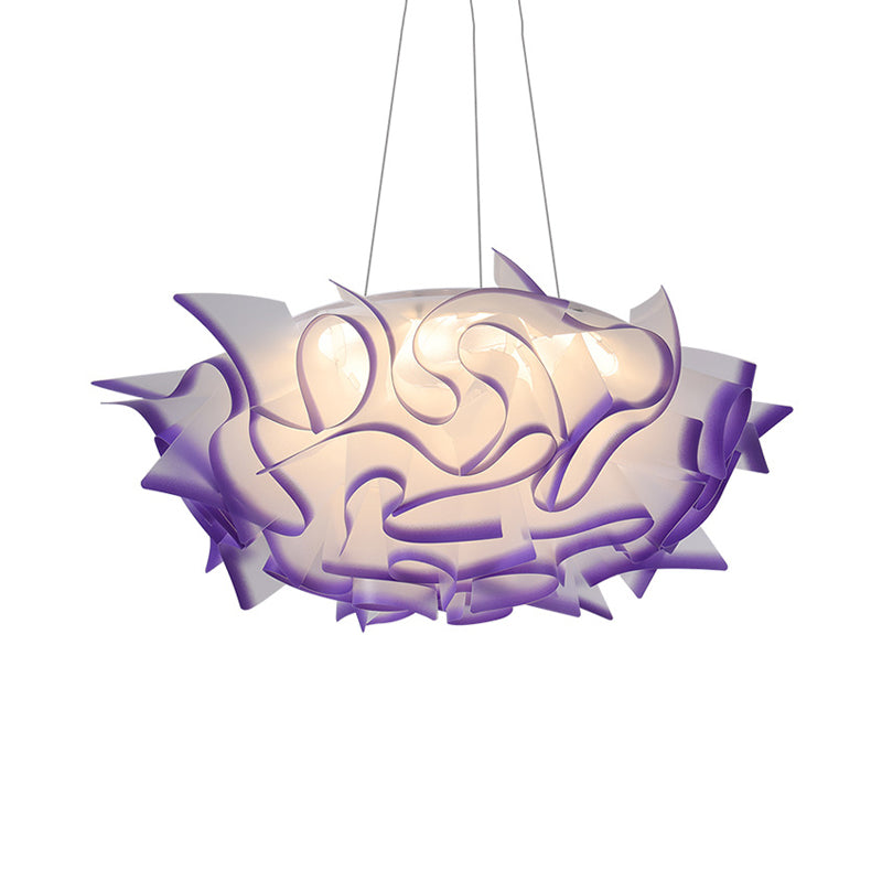 Art Deco Flower Pendant Light with 1 Acrylic Pink/Orange/Blue Shade for Dining Room Ceiling