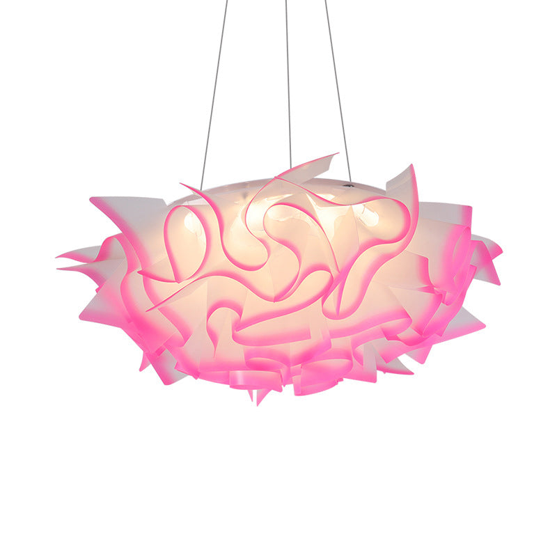 Art Deco Flower Pendant Light with 1 Acrylic Pink/Orange/Blue Shade for Dining Room Ceiling