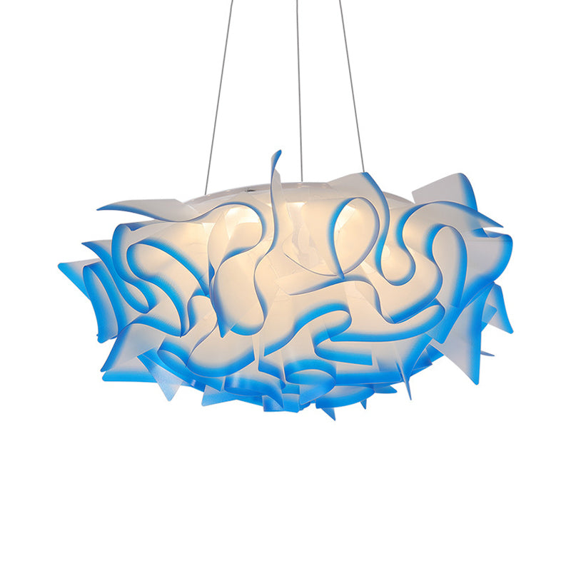 Art Deco Flower Pendant Light with 1 Acrylic Pink/Orange/Blue Shade for Dining Room Ceiling