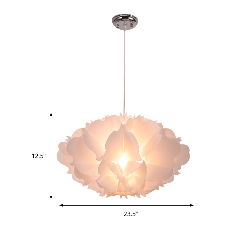Art Deco Cloud Hanging Ceiling Light: Acrylic 1 Light White Dining Room Suspension (16/23.5 Wide)