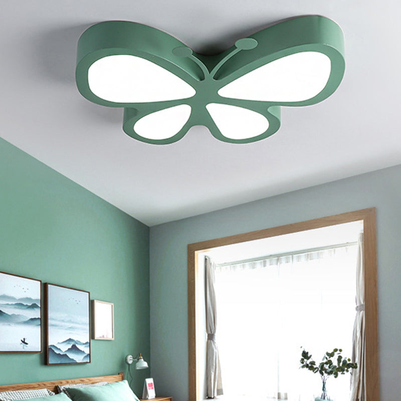 Butterfly Acrylic Metal LED Ceiling Light for Child's Bedroom - Flush Mount