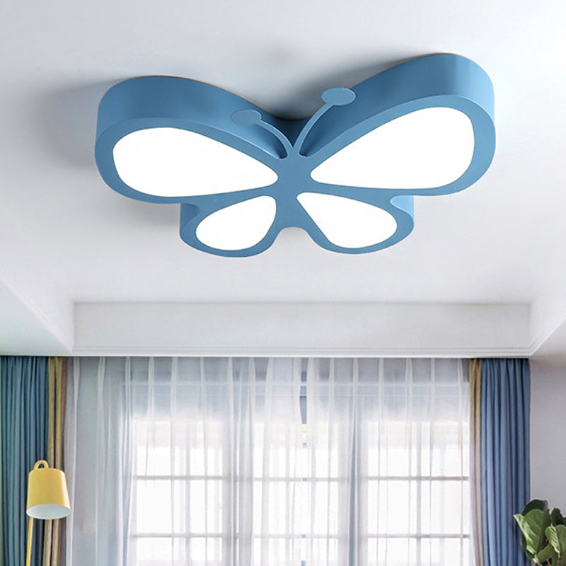 Butterfly Acrylic Metal LED Ceiling Light for Child's Bedroom - Flush Mount