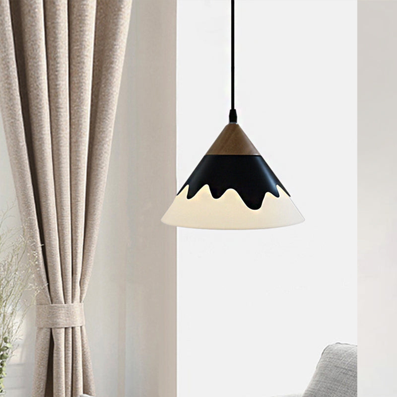 Modern Metal Cone Pendant Light Fixture for Dining Room in White/Gray/Black