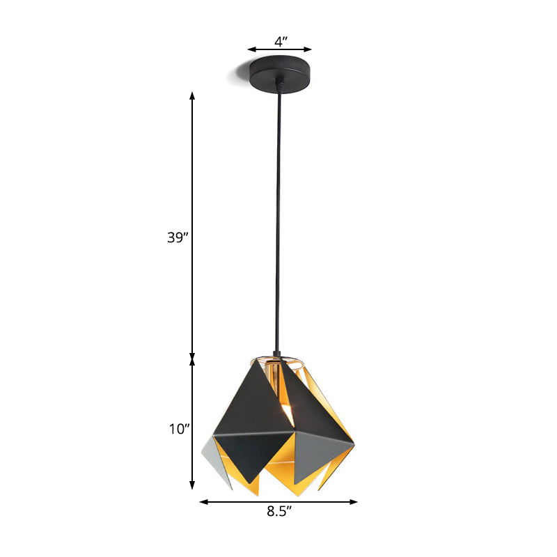 Modern Geometric Glass Hanging Ceiling Light - 1-Light Black Design For Dining Room 8.5 Or 12.5 Wide