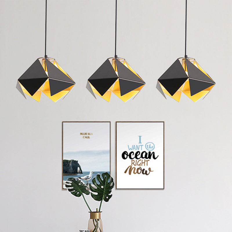 Modern Glass Geometric Hanging Ceiling Light, Black, 1-Light, 8.5"/12.5" Wide