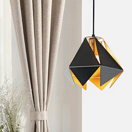Modern Glass Geometric Hanging Ceiling Light, Black, 1-Light, 8.5"/12.5" Wide