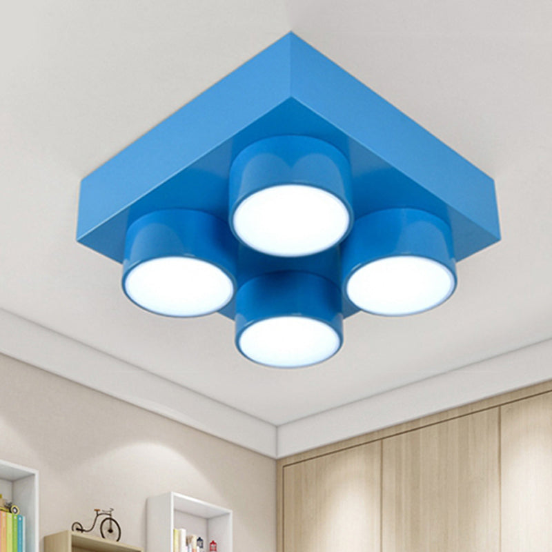 Rectangular Multi-Head Metal Ceiling Lamp for Modern Kitchen Flush Mount