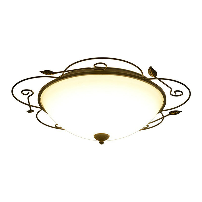 Luminaire encastré à LED en forme de fleur avec abat-jour en verre opale - Luminaire de chambre marron classique