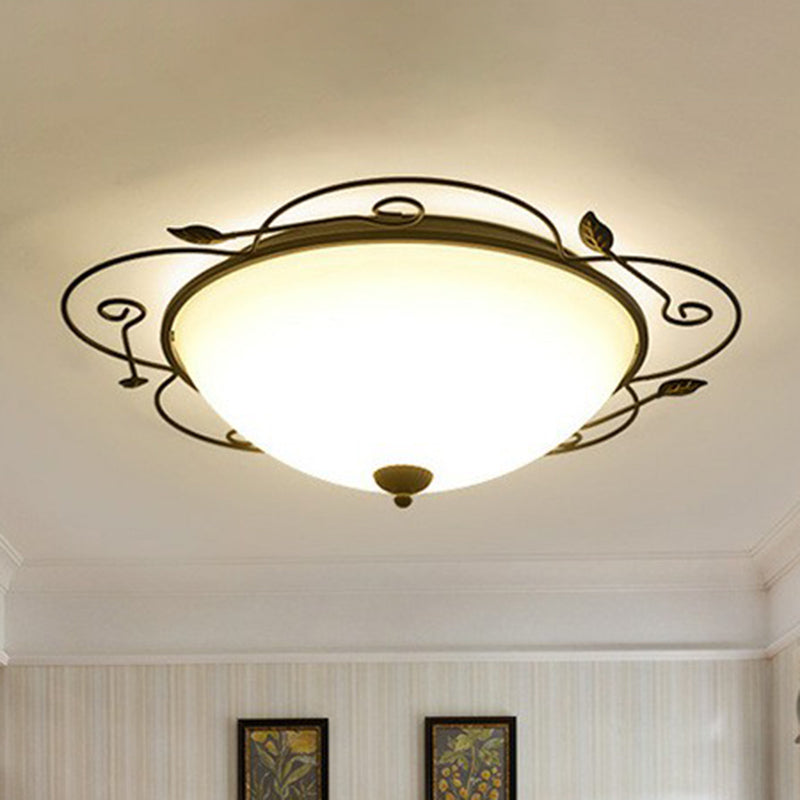 Luminaire encastré à LED en forme de fleur avec abat-jour en verre opale - Luminaire de chambre marron classique
