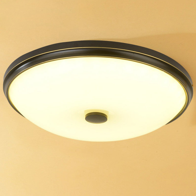 Ultra Thin Milky Glass LED Flush Ceiling Light Fixture for Rustic Bedrooms